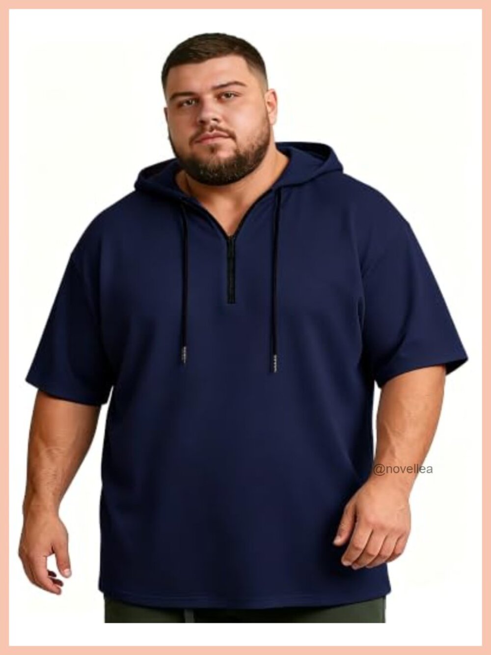 Men's Big & Tall Short Sleeve Quarter Zip Hoodie Lightweight Stretchy Hooded Tee